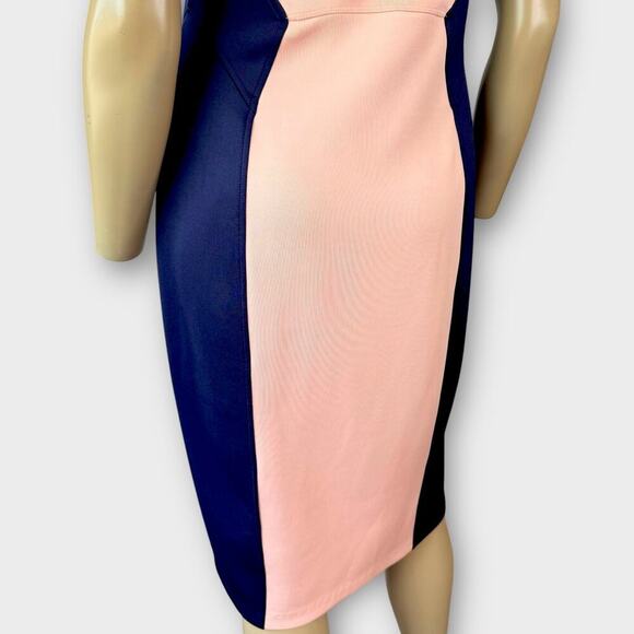 Enfocus Studio Sleeveless Sheath Scuba Pencil Dress Size 12 Colorblock Navy Pink - Picture 9 of 15